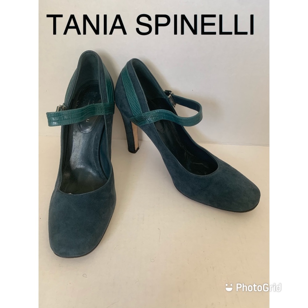 Gorgeous Vintage TANIA SPINELLI Hunter Green Suede Pumps Shoes 38 made in Italy